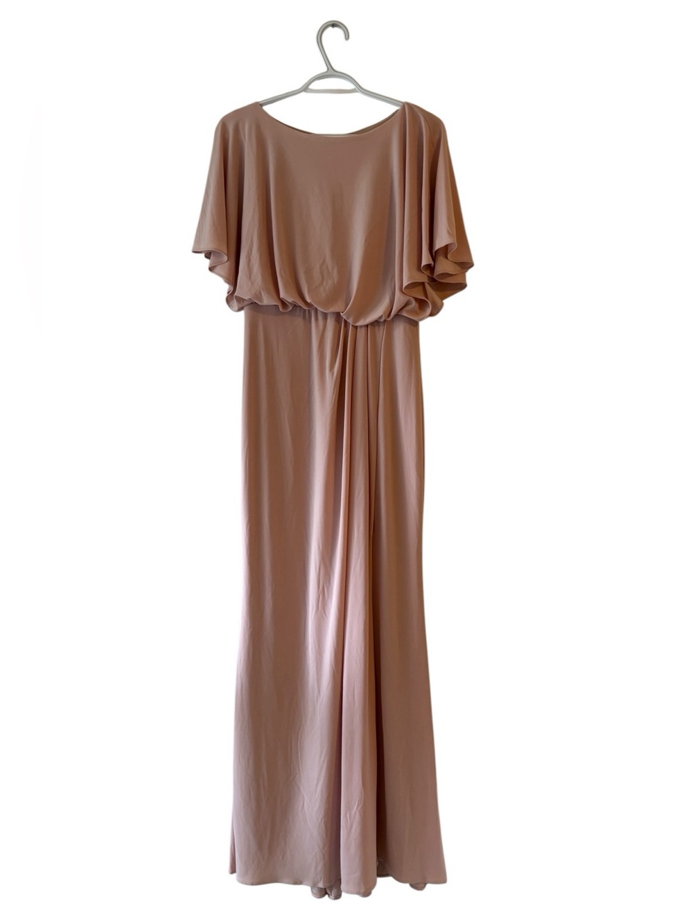 BHLDN Lena Flutter Sleeve Maxi Dress Sz 6 Blush Pink Floor-Length Evening Dress - Picture 4 of 14